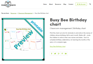 Busy Bees birthday chart