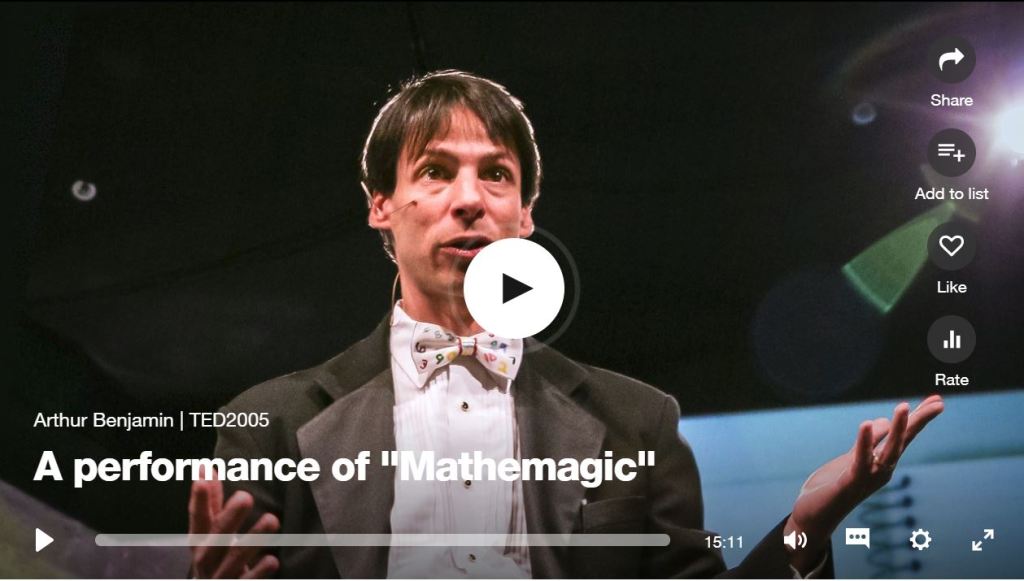 A performance of mathematic by Arthur Benjamin TED talk