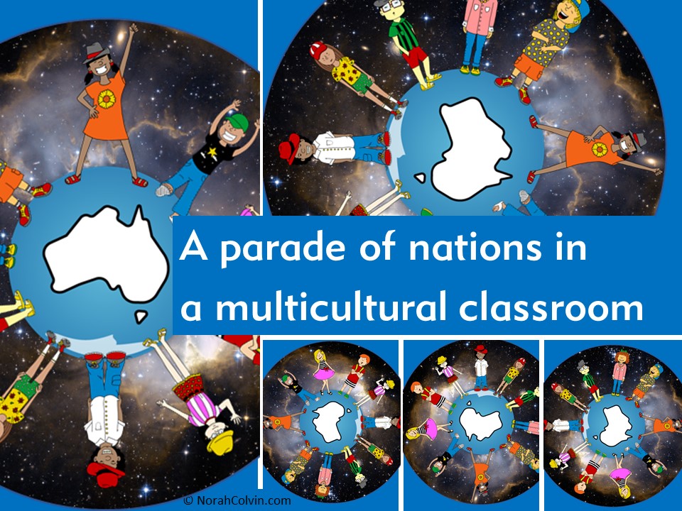 A parade of nations in a multicultural&nbsp;classroom