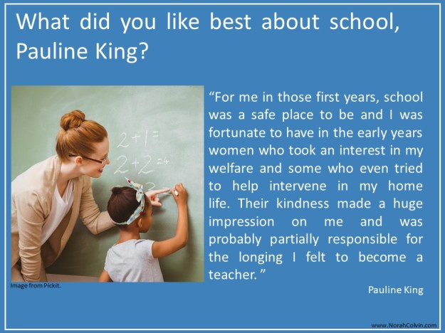 Pauline King the Contented Crafter tells what she liked best about school